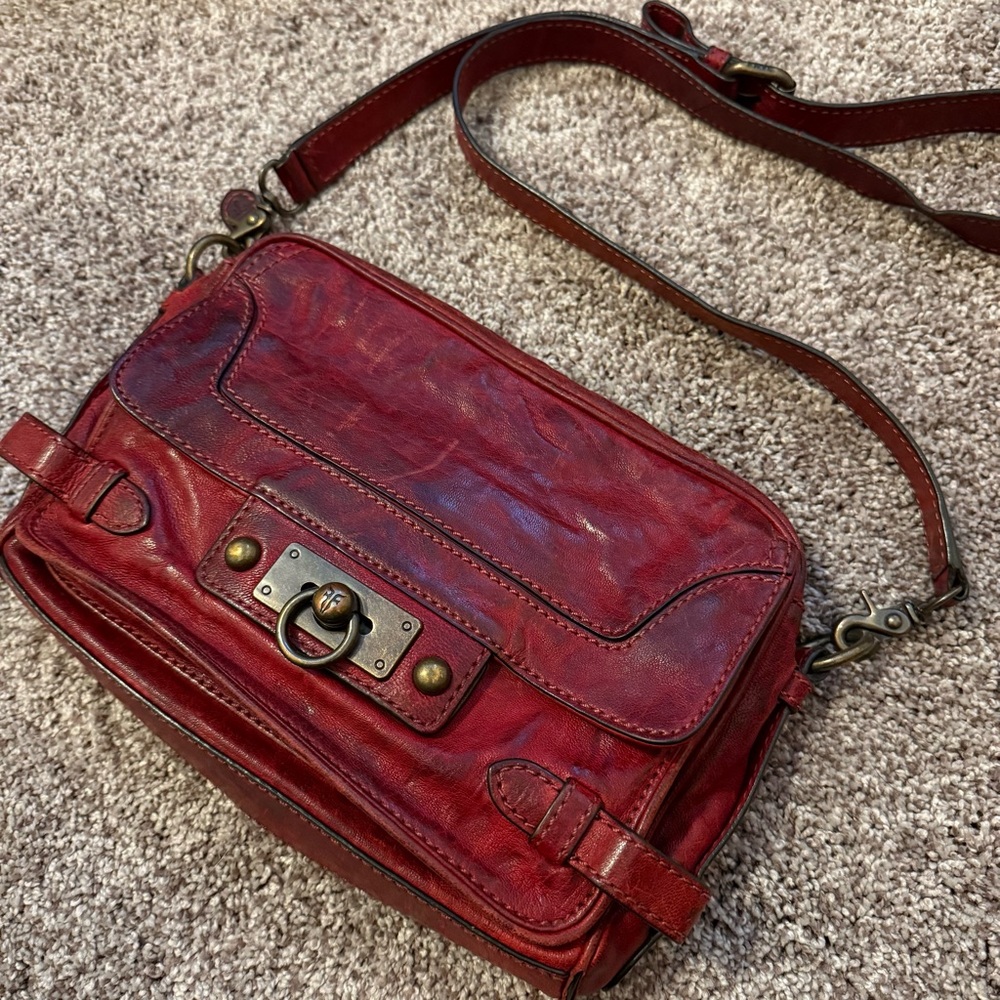 FRYE Red Leather Crossbody Purse